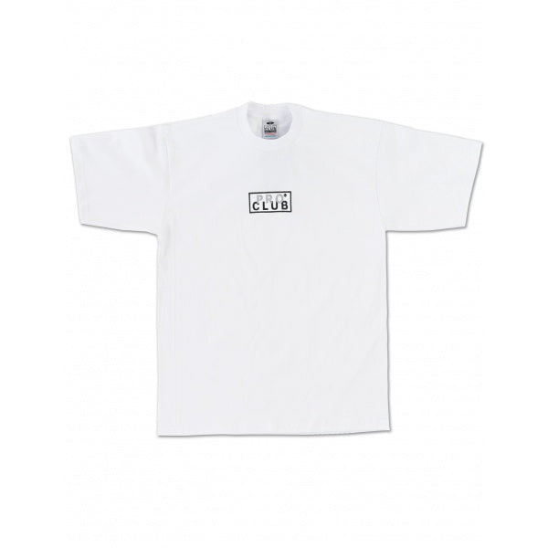 Pro Club Heavyweight Short Sleeve Embroidered Box Logo Tee - WHITE