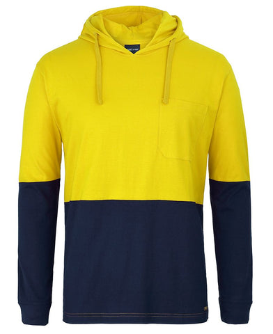 HI VIS L/S COTTON TEE WITH HOOD