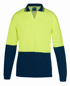 HI VIS L/S NON BUTTON POLO