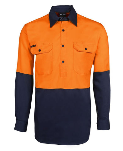 HI VIS L/S 190G CLOSE FRONT SHIRT