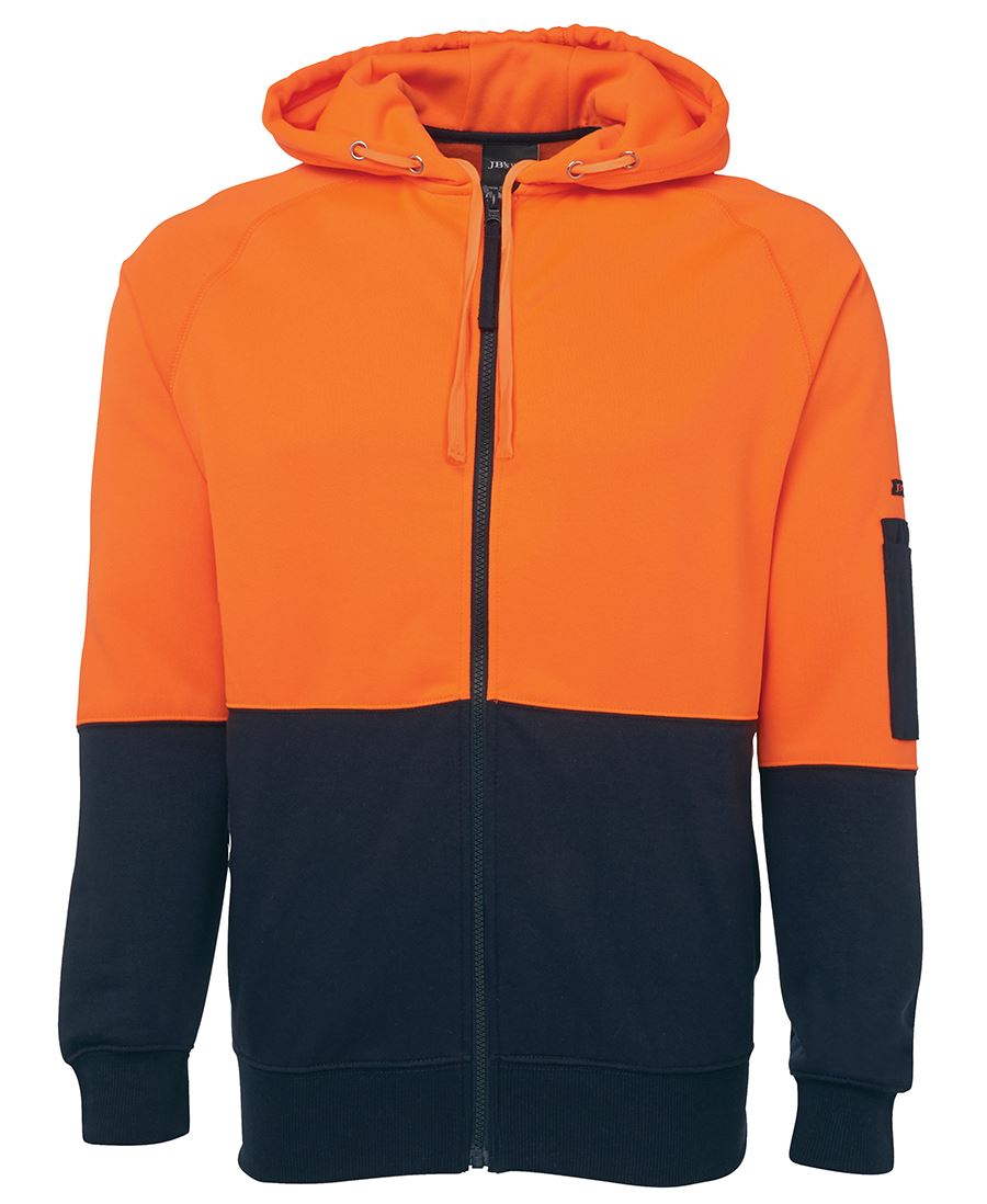 HI VIS FULL ZIP FLEECY HOODIE