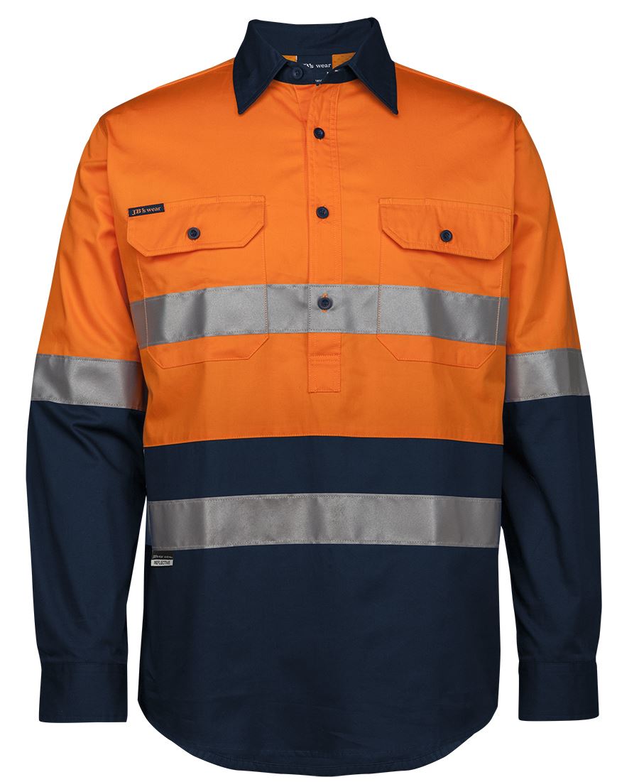 HI VIS (D+N) CLOSE FRONT L/S 150G WORK SHIRT