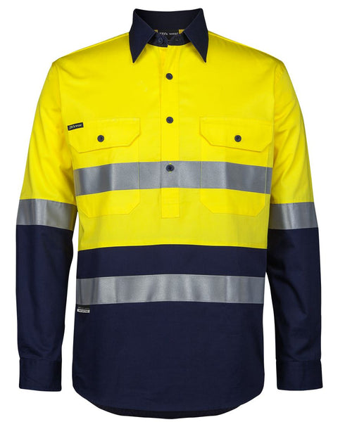 HI VIS (D+N) CLOSE FRONT L/S 150G WORK SHIRT